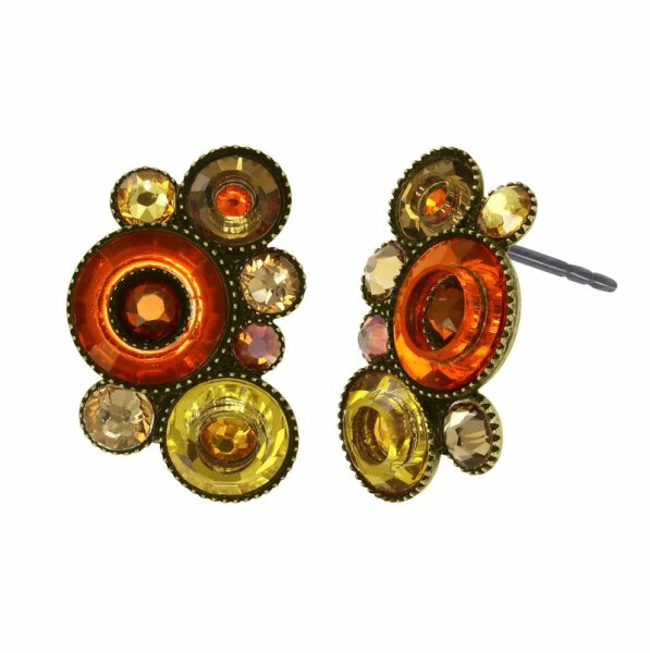 Konplott - Donutissima - Orange, Gelb, Antikmessing, Ohrringe mit Stecker