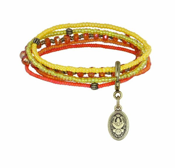 Konplott - Petit Glamour dAfrique - yellow/orange, antique brass, bracelet elastic