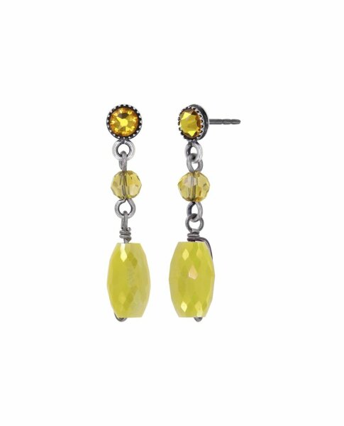 Konplott - Daily Desire - yellow, antique silver, earring stud dangling