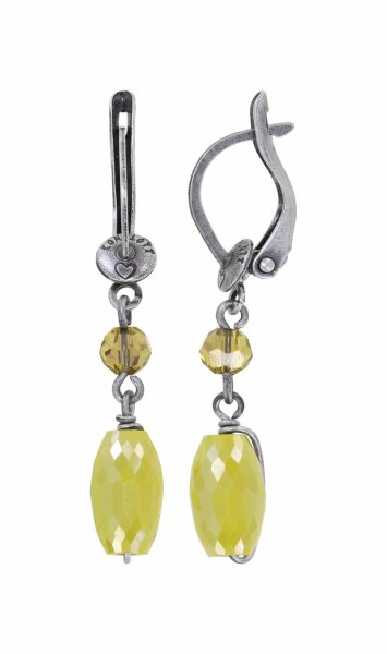 Konplott - Daily Desire - yellow, antique silver, earring dangling