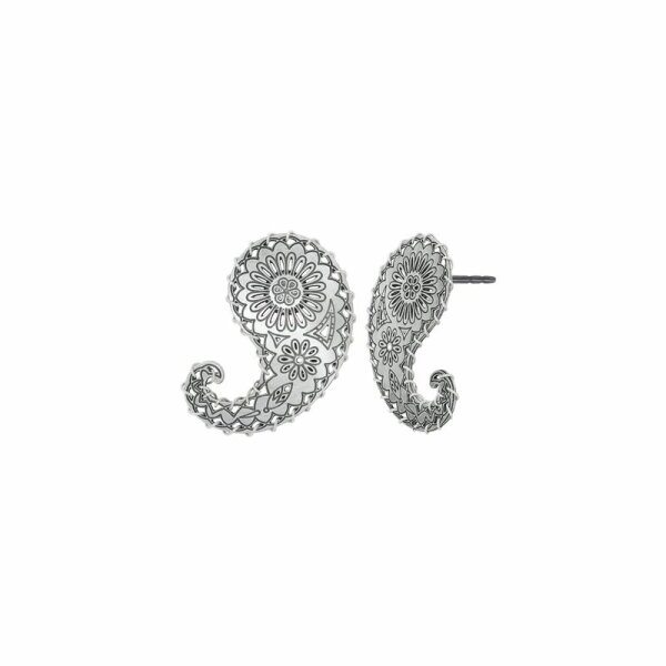 Konplott - Paisley Silver - silver, antique silver, earring stud