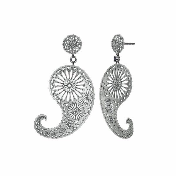 Konplott - Paisley Silver - silver, antique silver, earring stud dangling