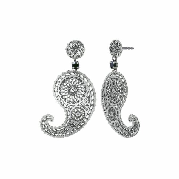 Konplott - Paisley Silver - silver, antique silver, earring stud dangling
