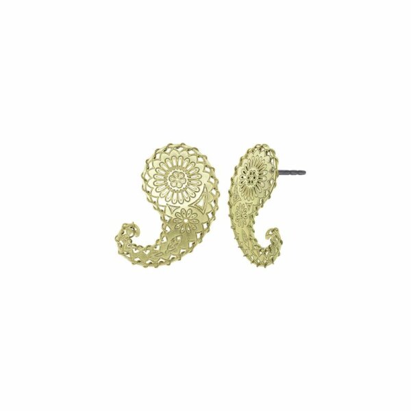 Konplott - Paisley Brass - brass, shiny brass, earring stud