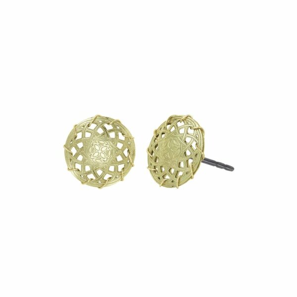 Konplott - Paisley Brass - brass, shiny brass, earring stud