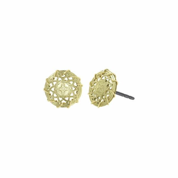 Konplott - Paisley Brass - brass, shiny brass, earring stud