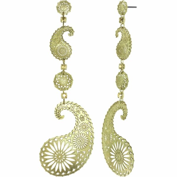Konplott - Paisley Brass - brass, shiny brass, earring stud dangling