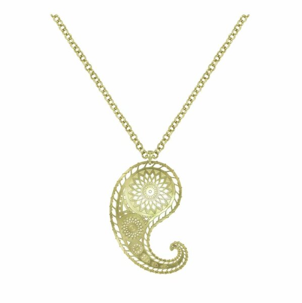 Konplott - Paisley Brass - brass, shiny brass, necklace pendant, long