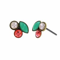 Konplott - Margarita - multi, antique brass, earring stud