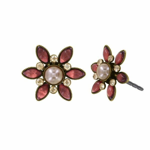 Konplott - Margarita - beige/pink, antique brass, earring stud