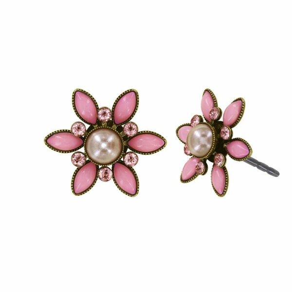 Konplott - Margarita - beige/pink, antique brass, earring stud