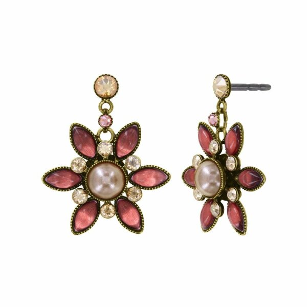 Konplott - Margarita - beige/pink, antique brass, earring stud dangling