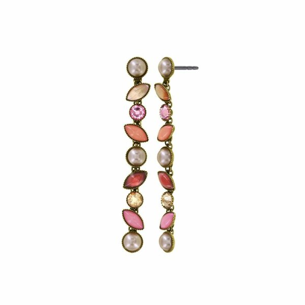 Konplott - Margarita - beige/pink, antique brass, earring stud dangling
