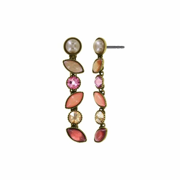 Konplott - Margarita - beige/pink, antique brass, earring stud dangling