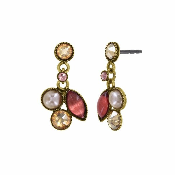 Konplott - Margarita - beige/pink, antique brass, earring stud dangling