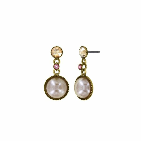 Konplott - Margarita - beige/pink, antique brass, earring stud dangling