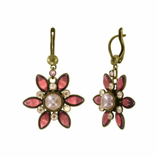 Konplott - Margarita - beige/pink, antique brass, earring dangling