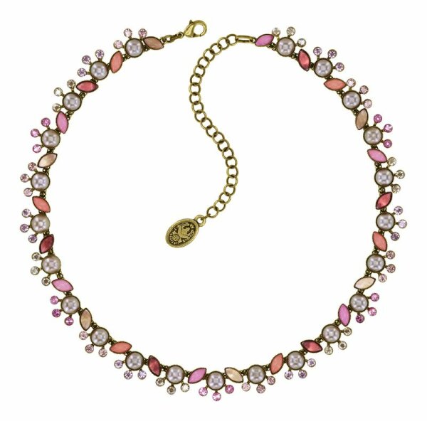 Konplott - Margarita - beige/pink, antique brass, necklace