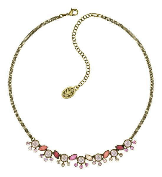 Konplott - Margarita - beige/pink, antique brass, necklace