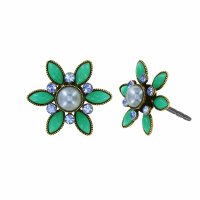 Konplott - Margarita - green, antique brass, earring stud
