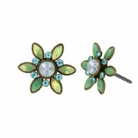 Konplott - Margarita - green, antique brass, earring stud