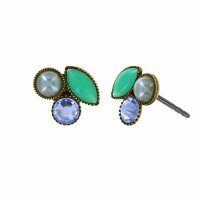 Konplott - Margarita - green, antique brass, earring stud
