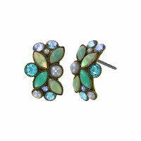Konplott - Margarita - green, antique brass, earring stud