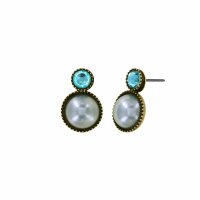 Konplott - Margarita - green, antique brass, earring stud