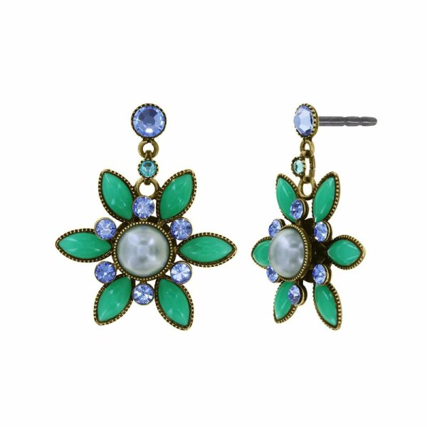 Konplott - Margarita - green, antique brass, earring stud dangling