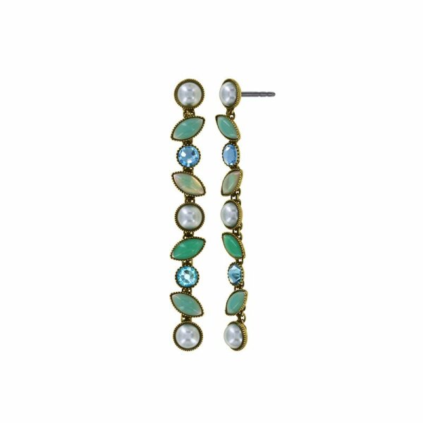 Konplott - Margarita - green, antique brass, earring stud dangling