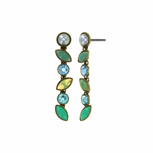 Konplott - Margarita - green, antique brass, earring stud dangling