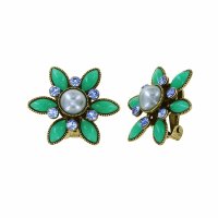 Konplott - Margarita - green, antique brass, earring clip