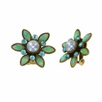 Konplott - Margarita - green, antique brass, earring clip