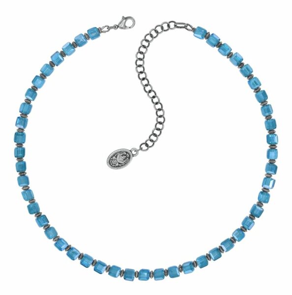 Konplott - Cubes - blue, antique silver, necklace