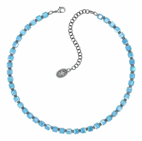 Konplott - Cubes - blue, antique silver, necklace