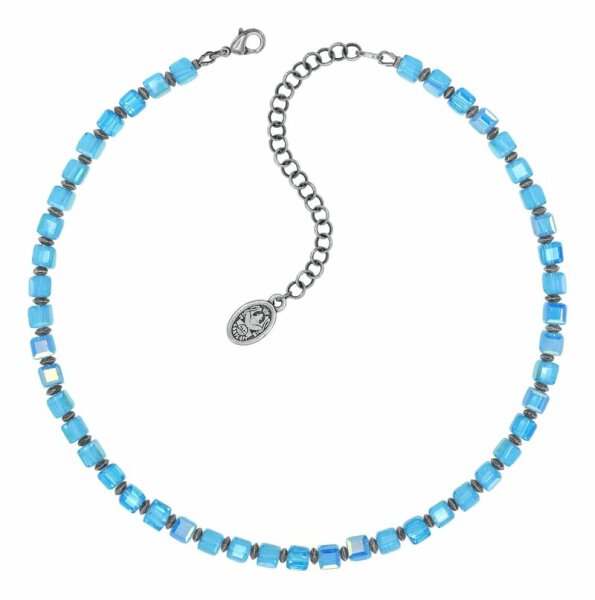 Konplott - Cubes - blue, antique silver, necklace