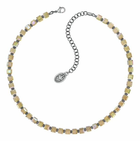 Konplott - Cubes - brown/green, antique silver, necklace