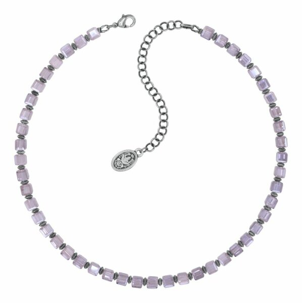 Konplott - Cubes - dark lila, iris, antique silver, necklace