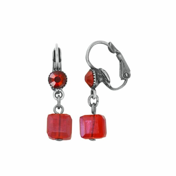 Konplott - Cubes - orange, antique silver, earring eurowire dangling