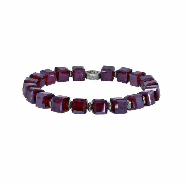 Konplott - Cubes - Rot, Antiksilber, Armband auf Gummiband