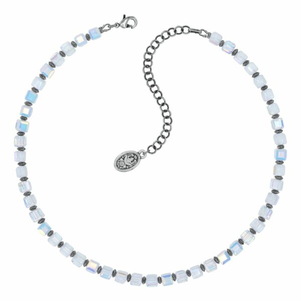 Konplott - Cubes - white/yellow, crystal moonlight, antique silver, necklace