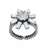 Konplott - Artdecode - white, antique silver, ring