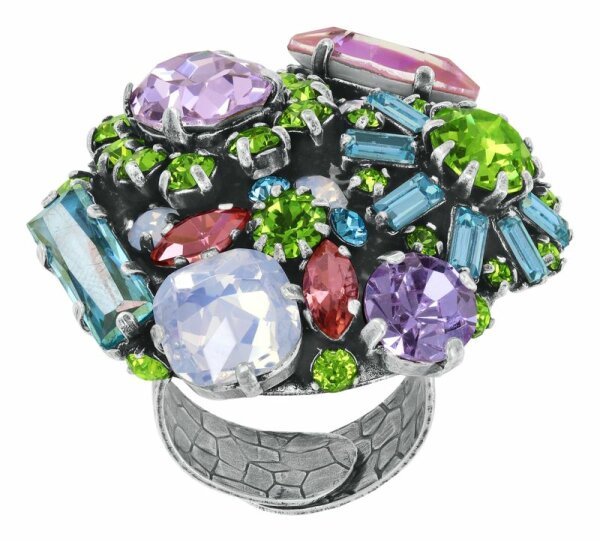 Konplott - Artdecode - pastel multi, antique silver, ring