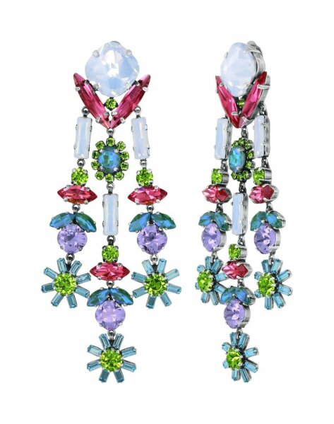 Konplott - Artdecode - pastel multi, antique silver, earring clip dangling