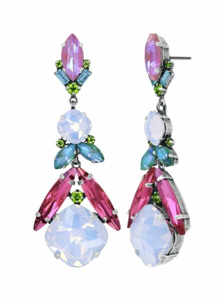Konplott - Artdecode - pastel multi, antique silver, earring stud dangling