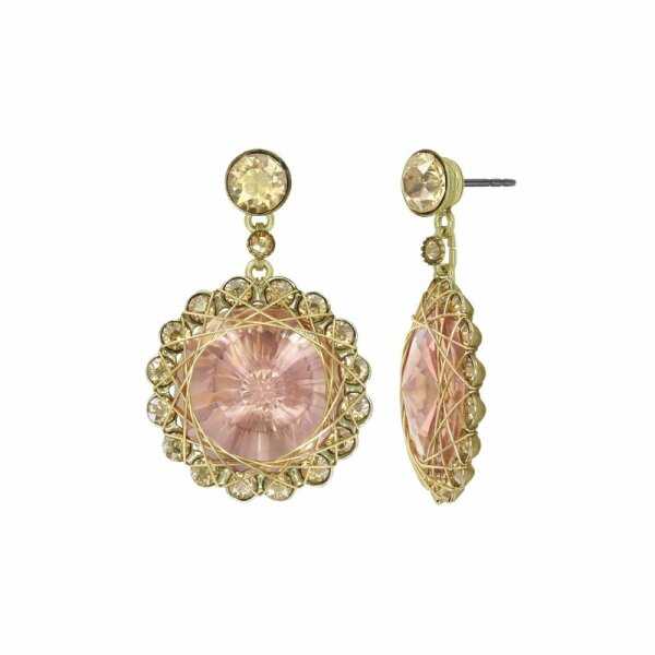 Konplott - 70s Circle - beige, shiny brass, earring stud dangling