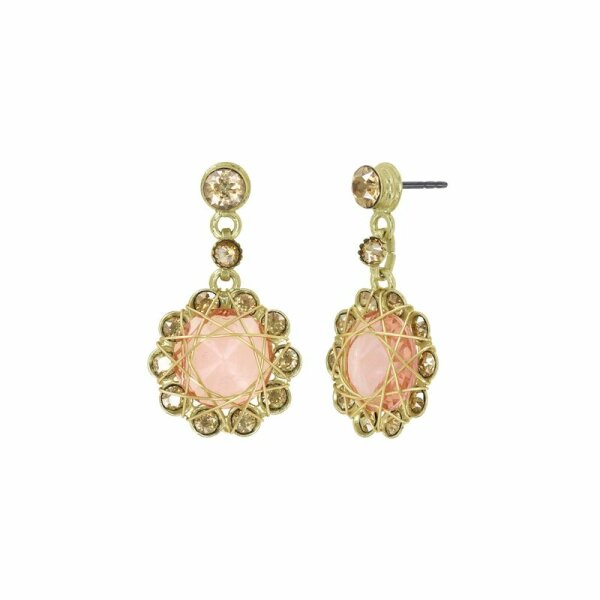Konplott - 70s Circle - beige, shiny brass, earring stud dangling