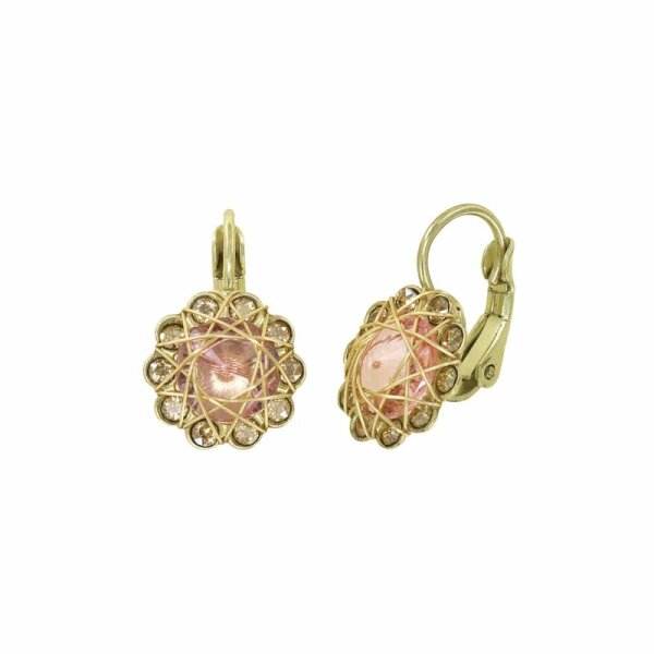 Konplott - 70s Circle - beige, shiny brass, earring eurowire