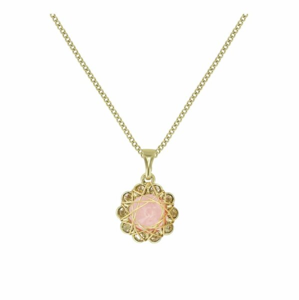 Konplott - 70s Circle - beige, shiny brass, necklace pendant
