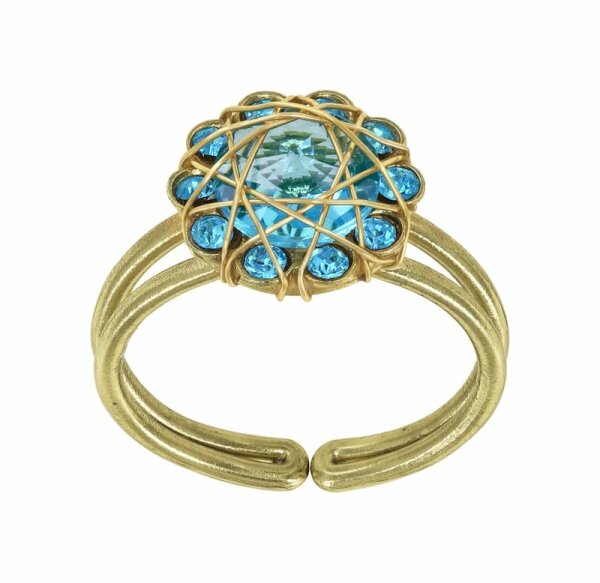 Konplott - 70s Circle - blue, shiny brass, ring